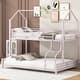 preview thumbnail 9 of 22, Nestfair Twin over Full Metal House Bunk Bed with Ladder and Slats Pink - Twin