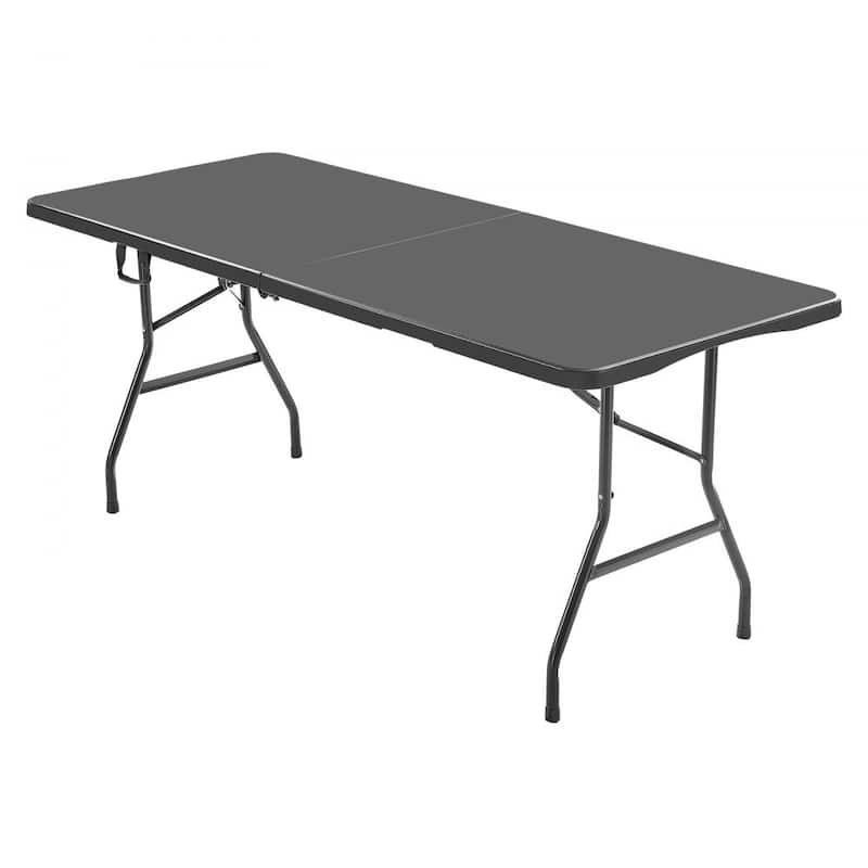 6FT Folding Camping Table Portable Picnic Desk with HDPE Top and Steel Legs for Outdoor BBQ