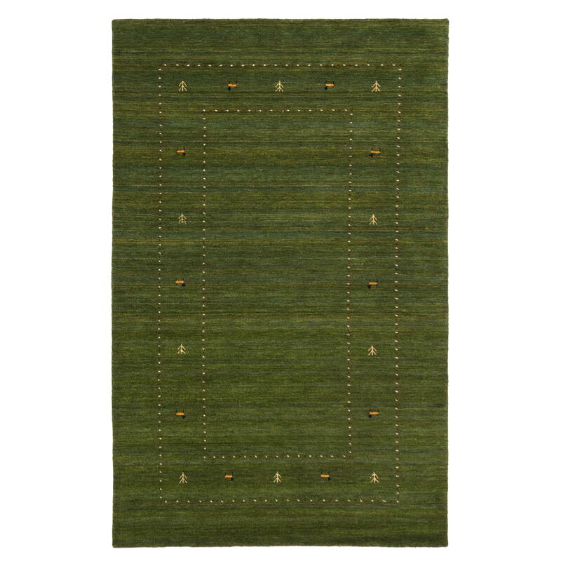 ECARPETGALLERY Hand Loomed Kashkuli Gabbeh Green Wool Rug - 5'0 x 7'11