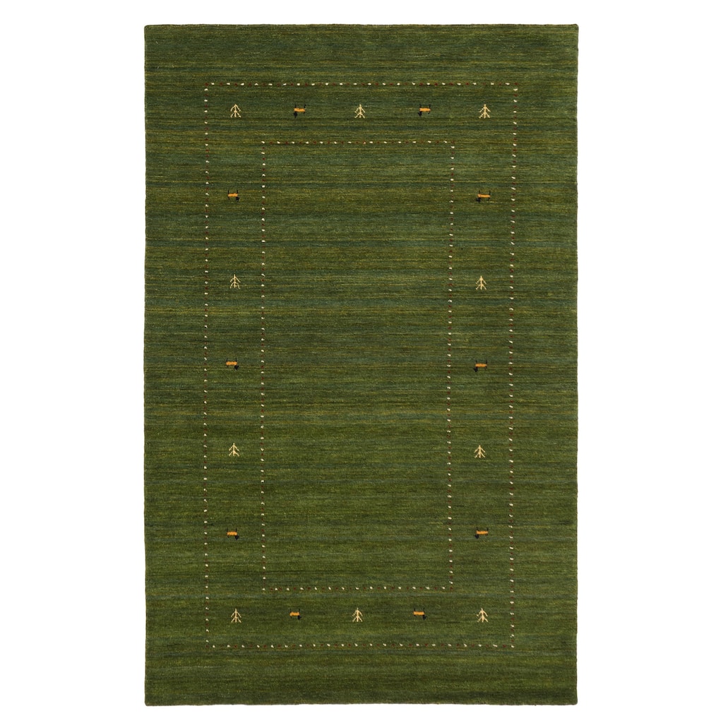 ECARPETGALLERY Hand Loomed Kashkuli Gabbeh Green Wool Rug - 5'0 x 7'11