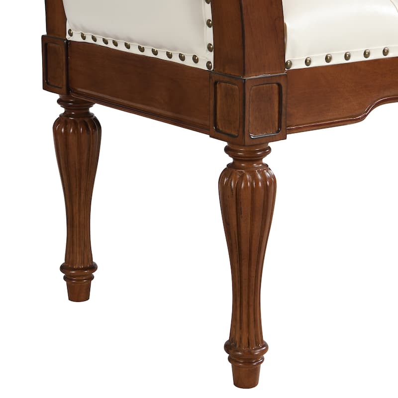 Christopher Knight Home - Mid-Century Classic Sleek Button-Tufted PU Leather Upholstered End-of-Bed Bench with Rolled Arms