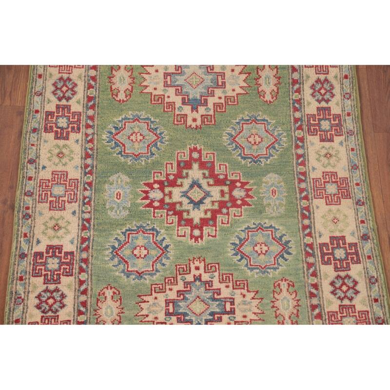 Green Kazak Oriental Foyer Rug Handmade Wool Carpet - 2'9" x 4'3"