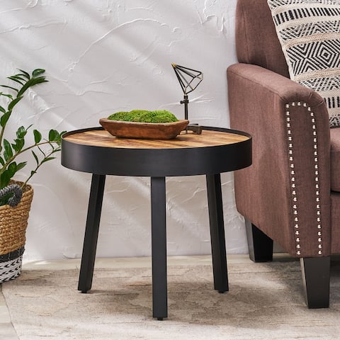 Mirics Modern Industrial Handcrafted Mango Wood Side Table by Christopher Knight Home - 21.00" L x 21.00" W x 18.50" H
