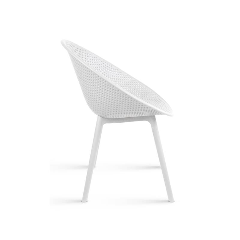 Mid-Century Modern Plastic Dining Chair Plastic Legs with Breathable Perforated Egg Shaped Seat for Indoor/Outdoor Use