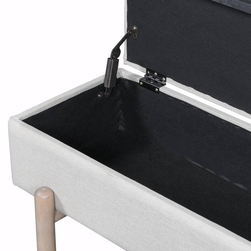 Farmhouse Upholstered Storage Bench with Hidden Compartment