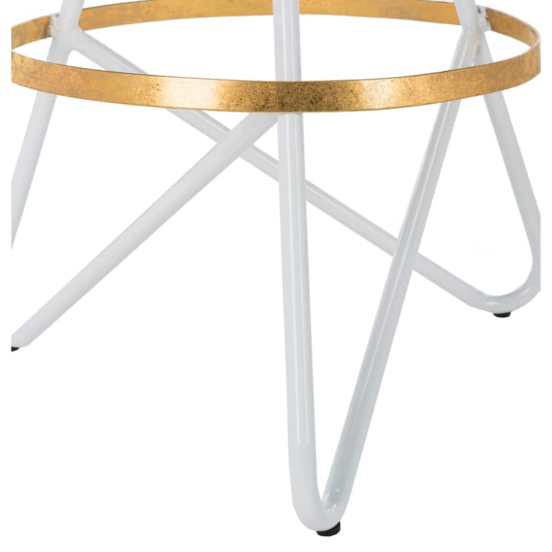 SAFAVIEH Shelley -24 Inch Silver Leaf Counter Stool - 16.5" x 16.5" x 24" - 17Wx17Dx24H