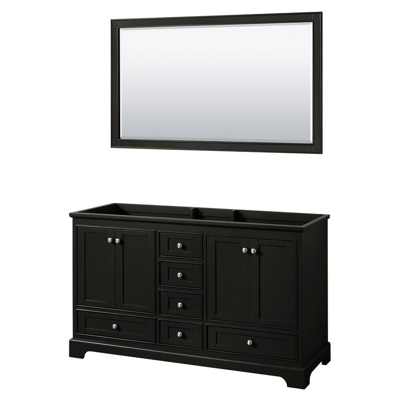 Wyndham Collection Deborah 59-1/4" Free Standing Double Wood Vanity - Dark Espresso / Polished Chrome Hardware