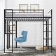 preview thumbnail 1 of 6, Twin Size Metal Loft Bed with Long Desk & Guardrails Twin - Black