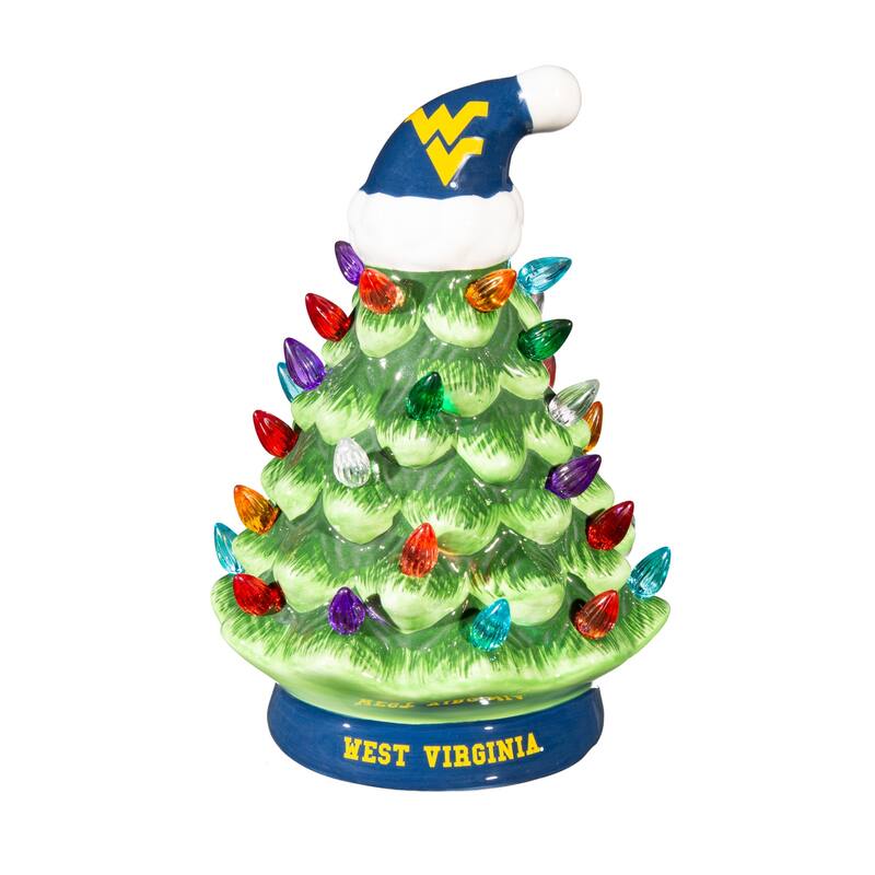 8" LED Ceramic Tabletop Christmas Tree, West Virginia University