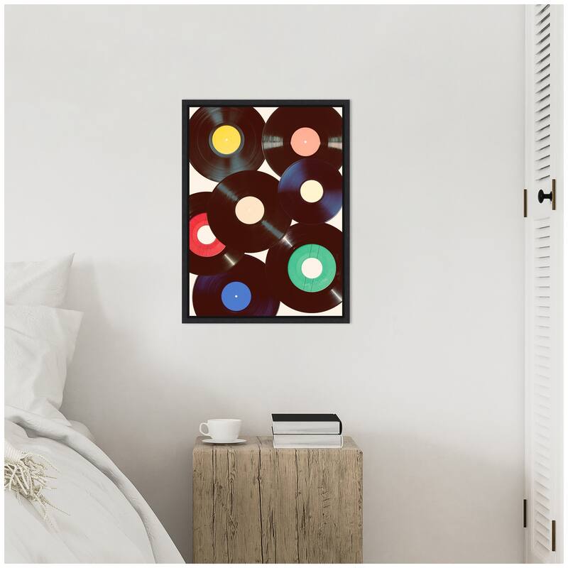 Kate and Laurel Sylvie Retro Vinyl Framed Canvas by Honey Island Studio