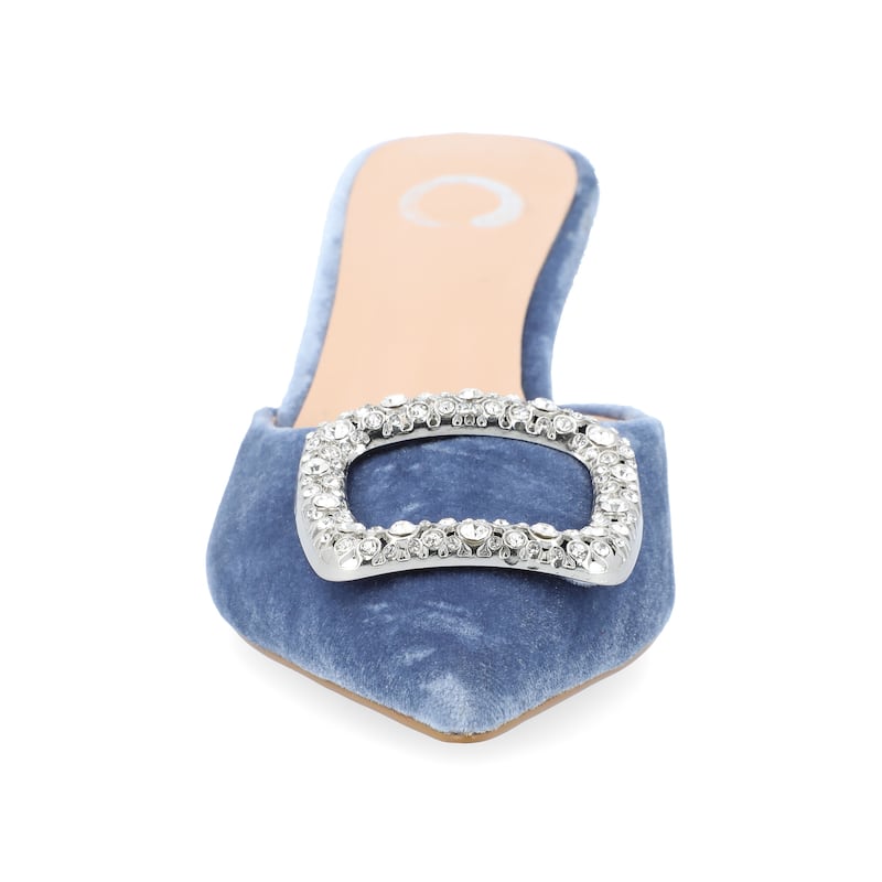 Journee Collection Women's Rishie Slip On Kitten Heel Mule Pump - Blue - 8