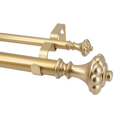 Meriville 1" Diameter Double Window Curtain Rod, 28" to 48", Chateau Urn Finials