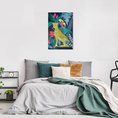 Wynwood Studio Canvas Animals Cheetah on the Spot Yellow and Dark Yellow Tropical Wall Art Canvas Print - Yellow, Green