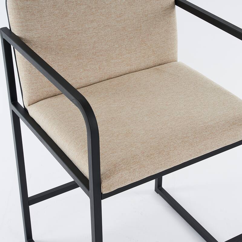 Upholstered Counter Height Bar Stool Set of 2, Armchair with Metal Frame