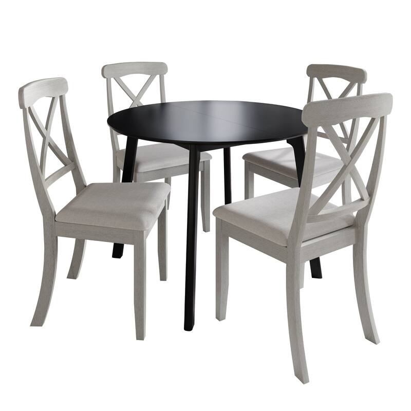 CraftPorch Farmhouse 4-Piece Chair and Round Table Wooden Dining Set