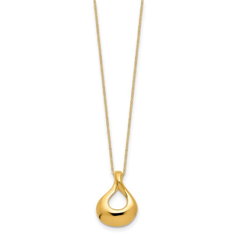 Curata14k Yellow Gold Polished 14.6mm Tear Drop Necklace, 18"