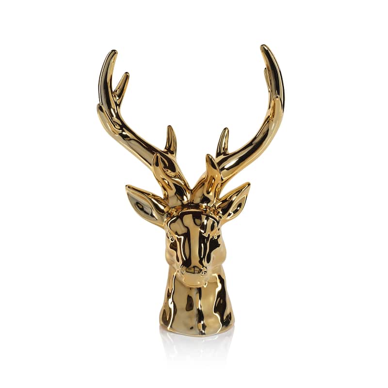 Rocky Mountain 15.5" Ceramic Stag Head Figurine Statue - Gold