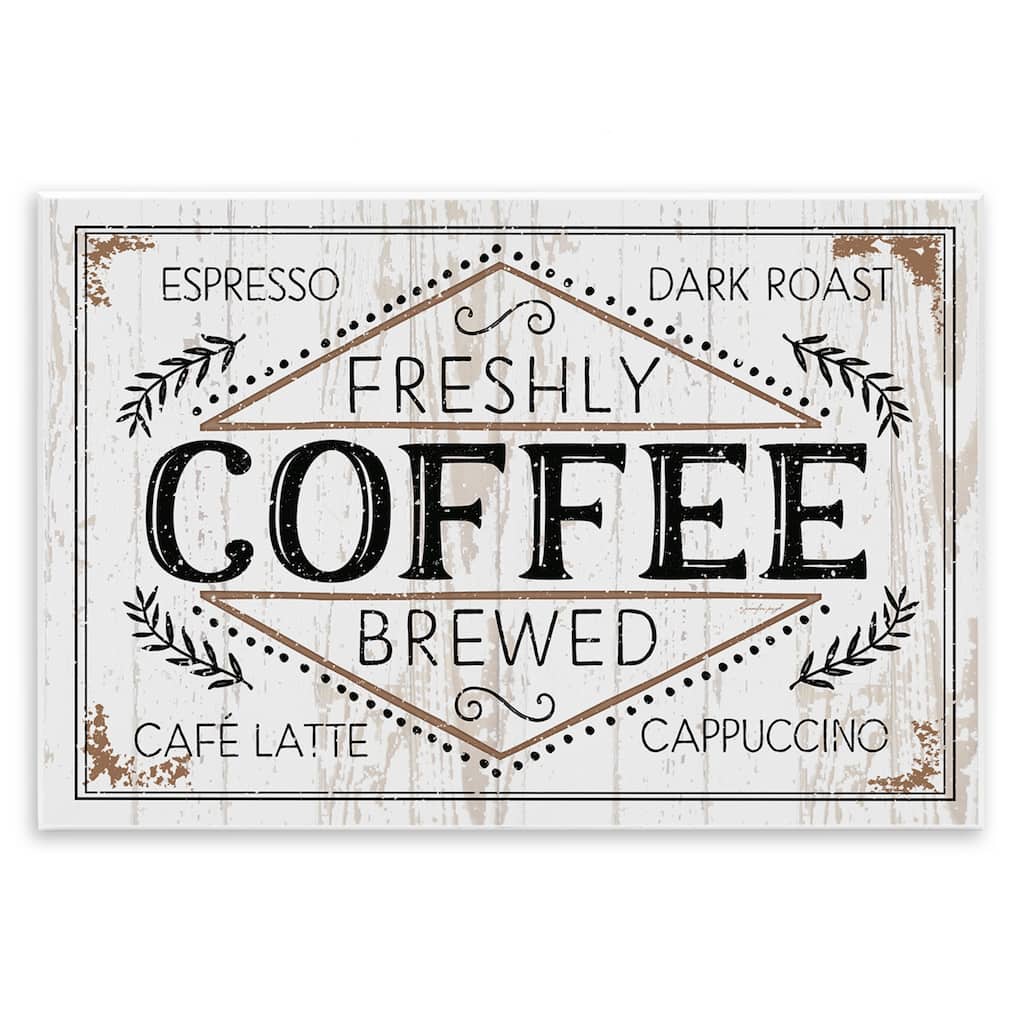 Stupell Rustic Fresh Brew Coffee Sign Autumn Charm Wood Wall Art