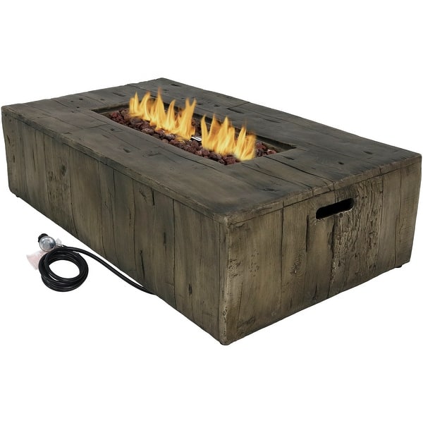 Shop Sunnydaze Rustic Faux Wood Propane Gas Fire Pit Table W