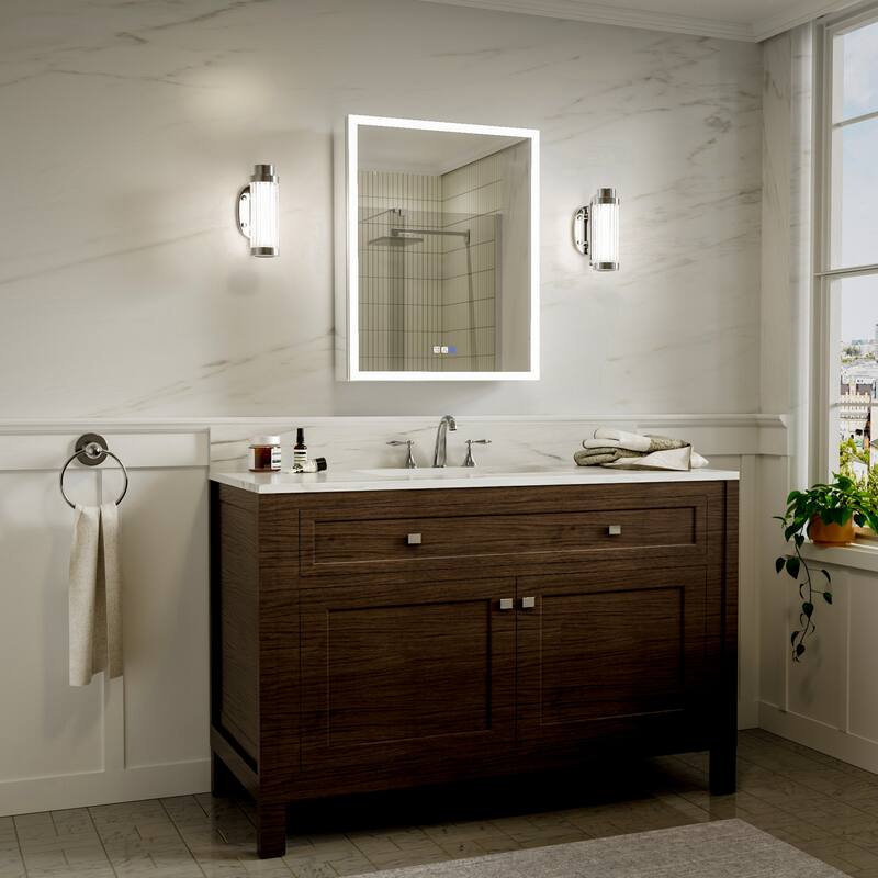 Modland 24"-30"W x 30"H LED Bathroom Medicine Cabinet with Mirror Anti-Fog,Surface or Recessed Mount