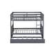 preview thumbnail 8 of 10, Dark Grey Full Over Full Rubber Wood Bunk Bed with Trundle and Guardrails and Ladder