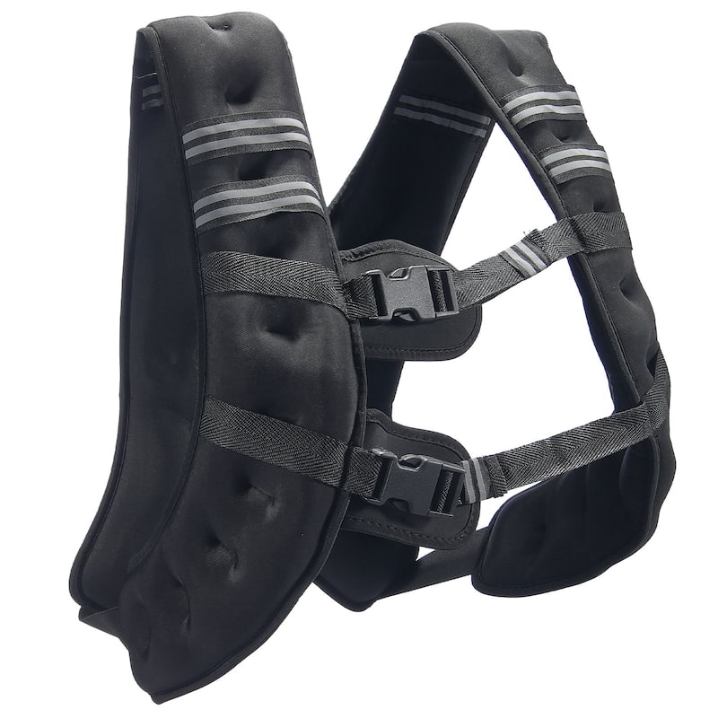 Black Neoprene Weighted Vest 30lbs with Pockets and Reflective Strips - 30lbs