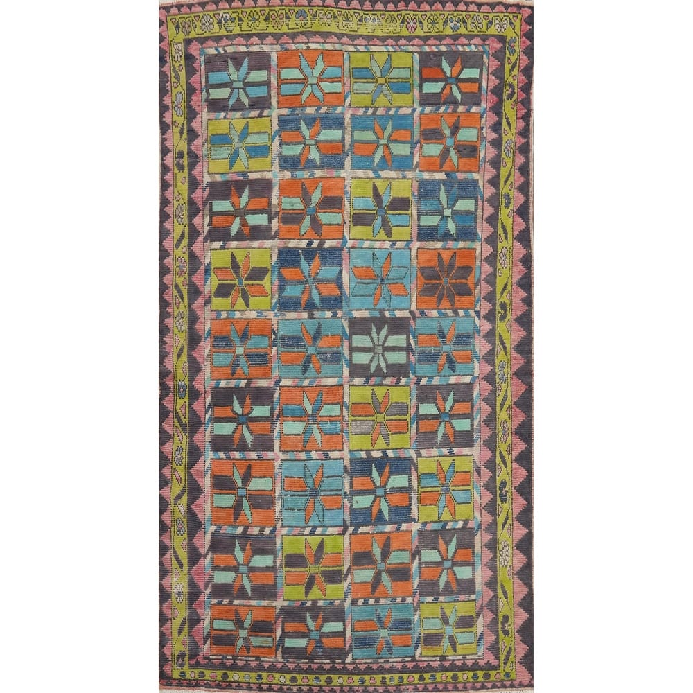 Hand Knotted Oriental 100% Wool Carpet Traditional All-Over Multi-Colored Tabriz Area Rug - 8' 8'' X 4' 10''