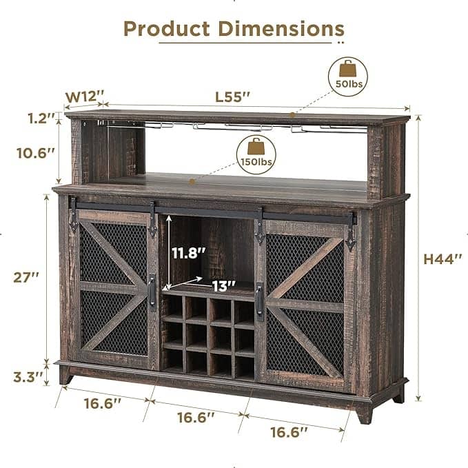 Farmhouse Coffee Bar Cabinet, Wine Bar Cabinet, Kitchen Buffet Cabinet