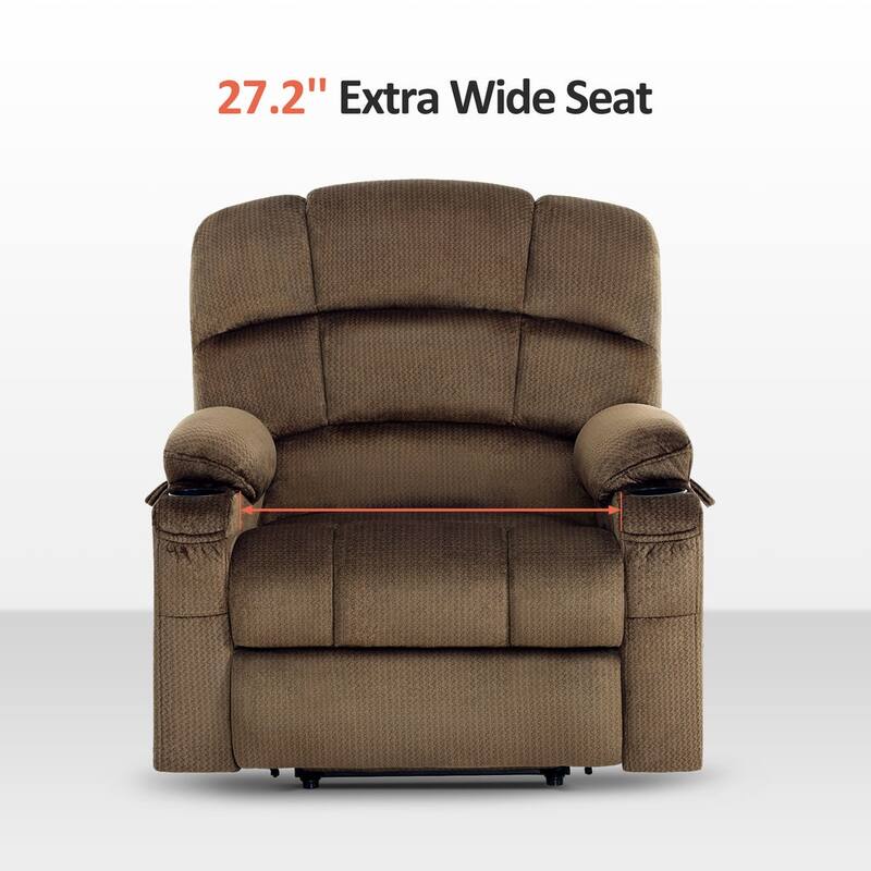 MCombo Lay Flat Dual Motor Power Lift Recliner with Massage and Heat for Elderly People, Infinite Position, Fabric R7677