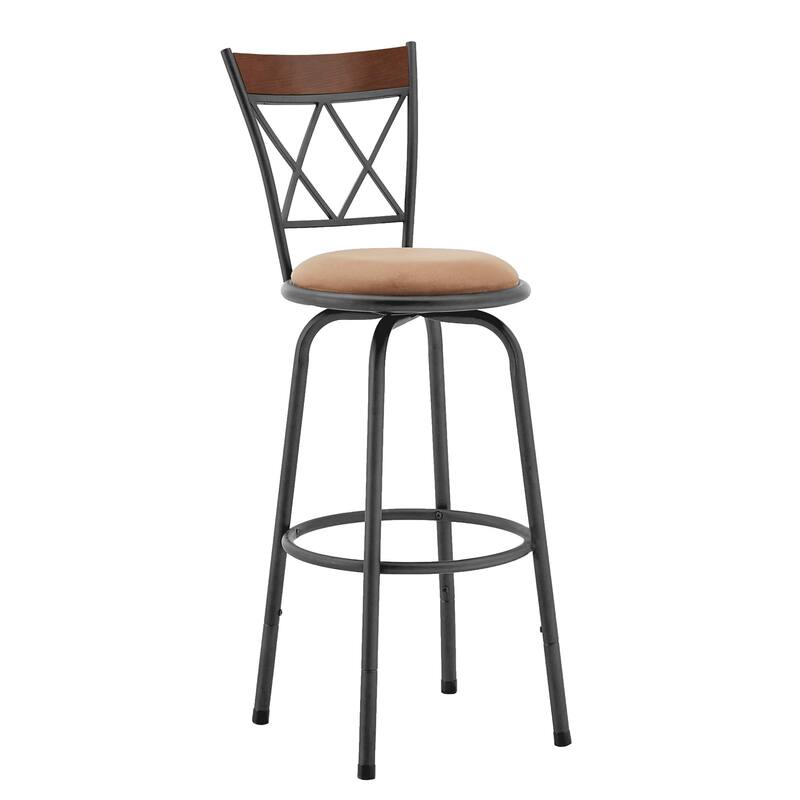 Verona Swivel Adjustable Sheen Black Finish X-Back Metal and Wood Trim 3pc Pack Stools by iNSPIRE Q Classic
