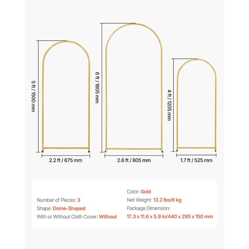 Set of 3 Metal Backdrop Stand Arch with Case Connection Ideal Decoration for Wedding Party or Any Special Celebrations