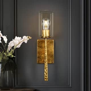 Midas Mid-century Modern Glam Vintage Cylinder Glass Wall Sconce for Bathroom - 4.7"W x 7.1"D x 18.5"H