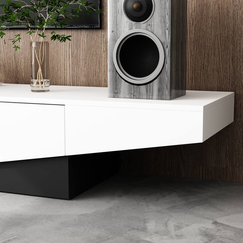 Modern Color Matching Entertainment center, 2 drawers, Black&White - 78.7"W