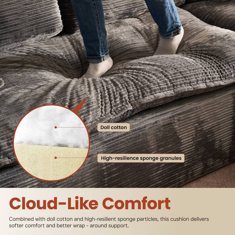 OVIOS L-Shaped Sofa with Dual-Tone Stripe Fabric​