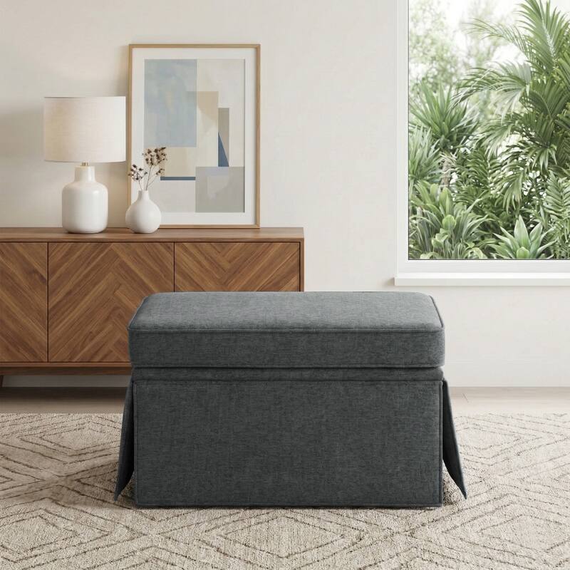 Skirted Rectangular Flip-Top Storage Ottoman