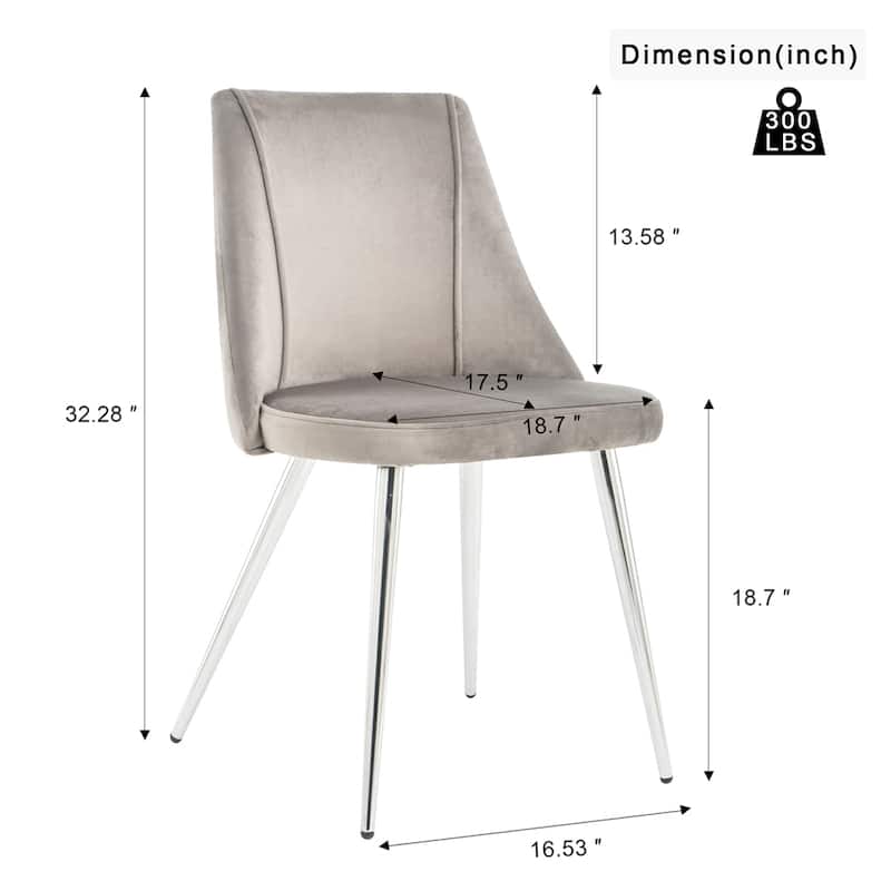 Modern Light Luxury Velvet Dining Chair with Metal Legs(Set of 4)