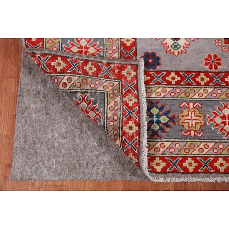 Hand Knotted Oriental 100% Wool Carpet Traditional All-Over Greys & Charcoal Kazak Area Rug - 9' 6'' X 8' 3''
