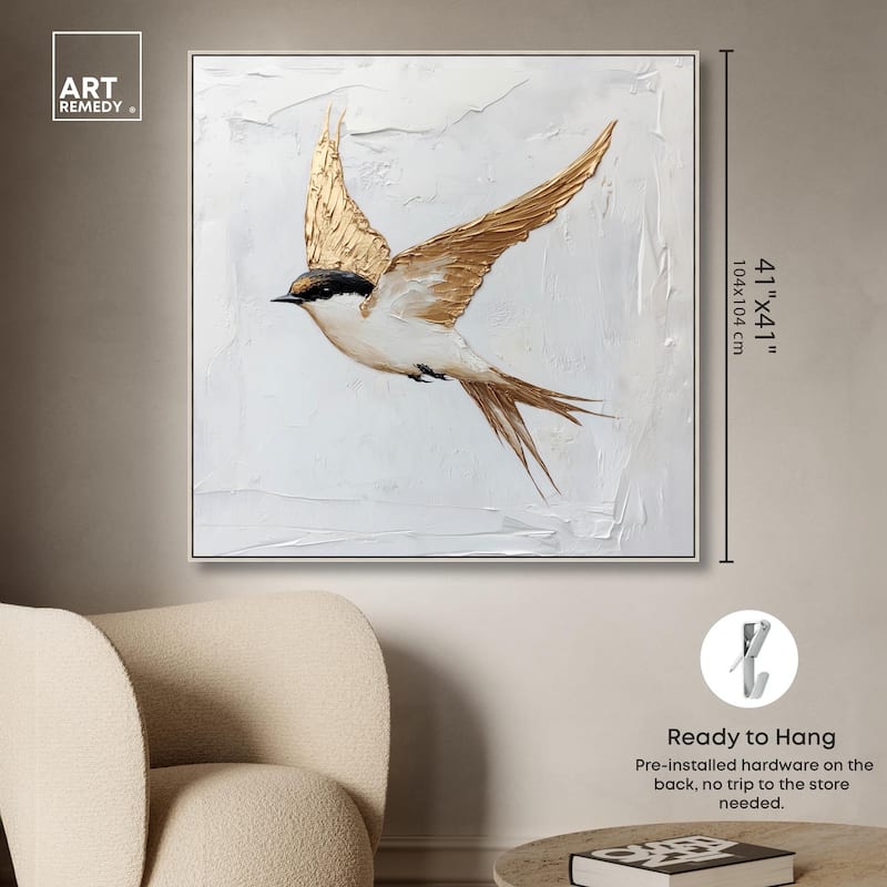 Simple Golden Swallow Canvas by Art Remedy