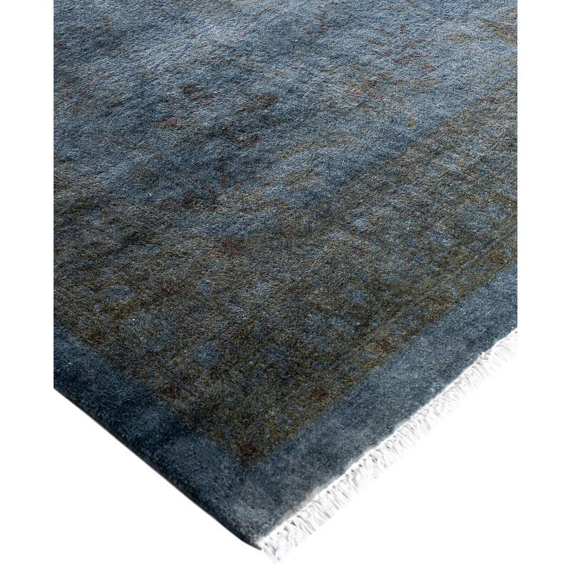Overdyed One-of-a-Kind Hand-Knotted Area Rug - Gray - 12' 3" x 15' 8"
