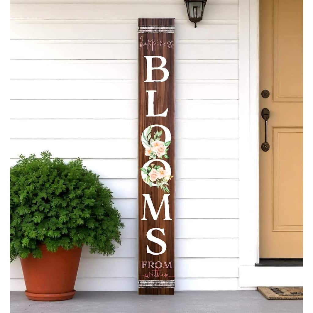 HomeRoots 72" Brown Solid Wood Blooms Porch Sign