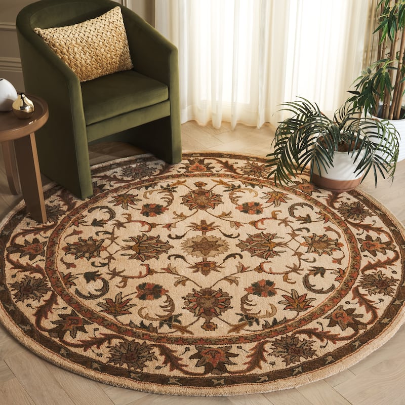 SAFAVIEH Handmade Antiquity Talvikki Traditional Oriental Wool Rug - 6' Round - Gold