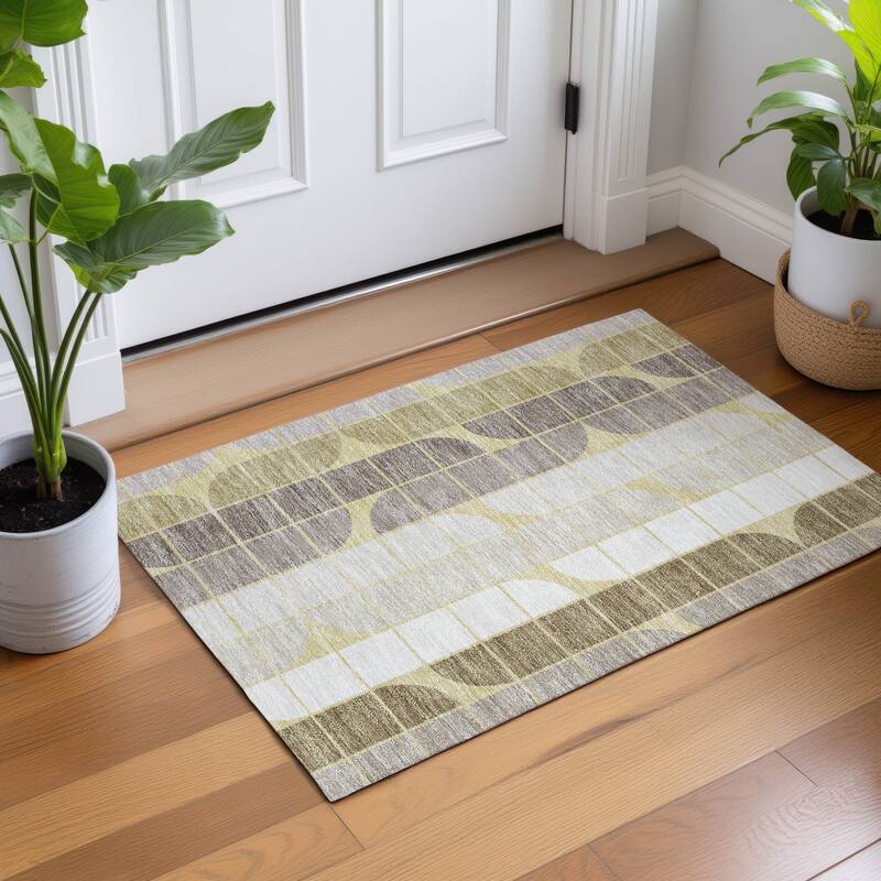 Machine Washable Indoor/ Outdoor Modern Finch Chantille Rug