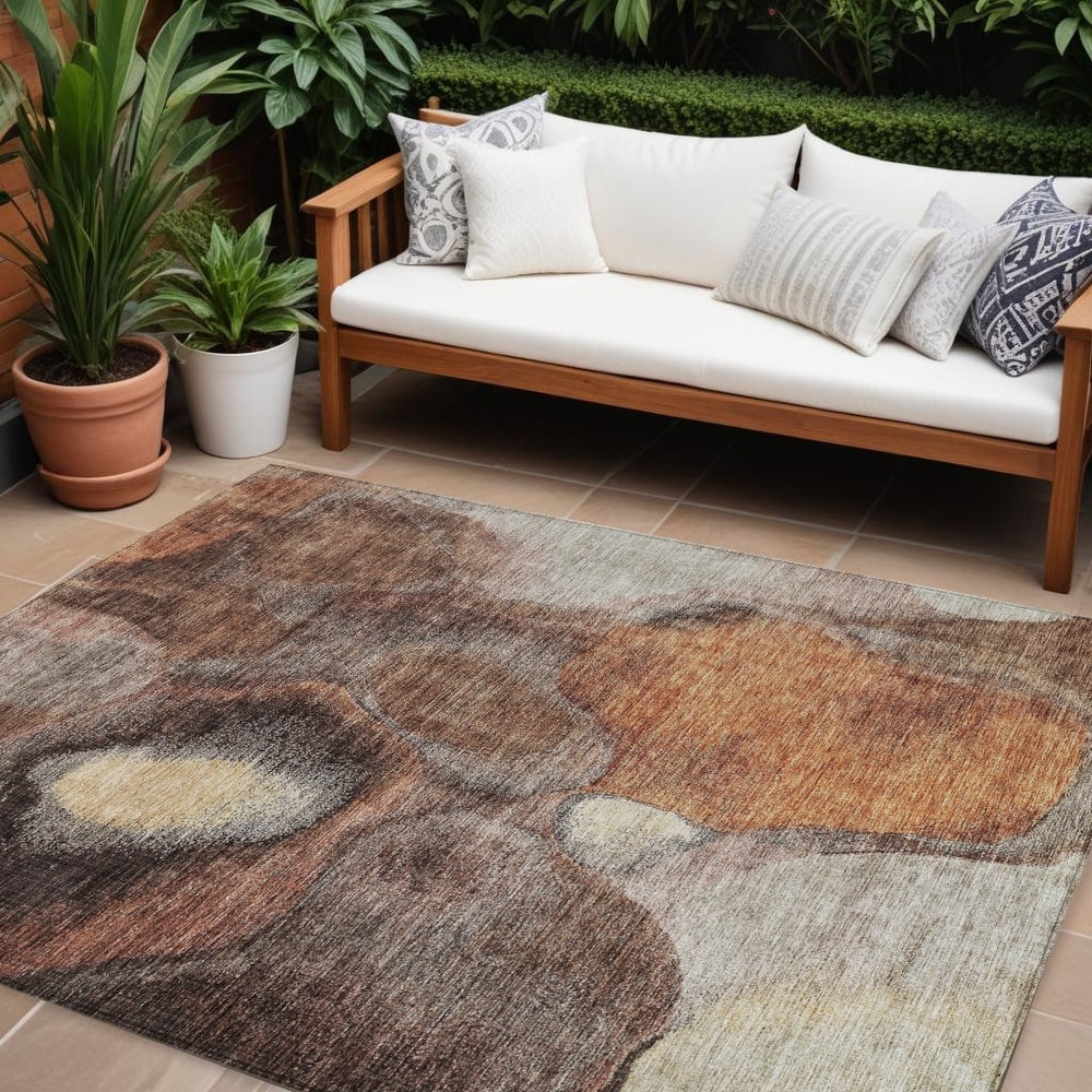 HomeRoots Abstract Transitional Rectangle Outdoor Rug