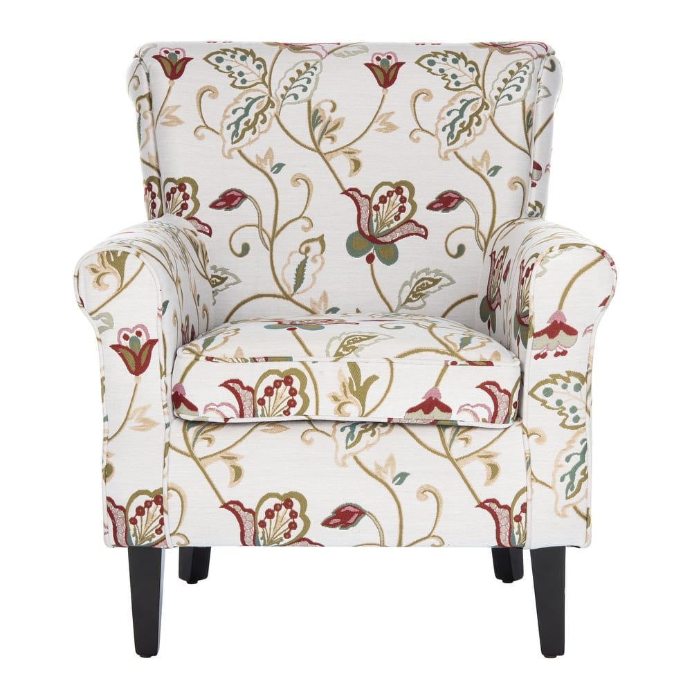 SAFAVIEH Shamika Red/Ivory Floral Club Chair - 30" W x 33" D x 35" H
