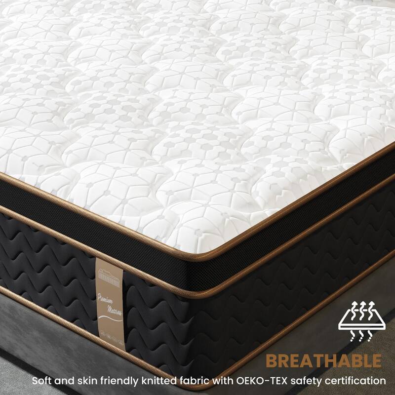 10" King Plush Mattresses with Encased Coils&Gel Memory Foam,Fiberglass-Free,Motion Isolation-Edge Support,Mattress in a Box