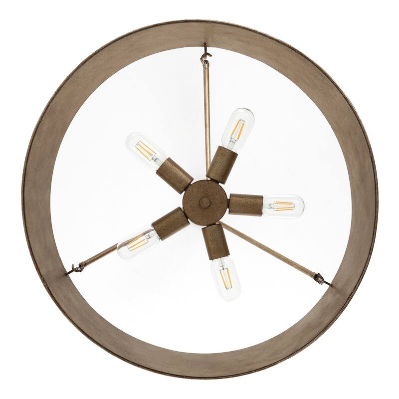 GetLedel 24" 5-Light Distressed Metal Drum Chandelier
