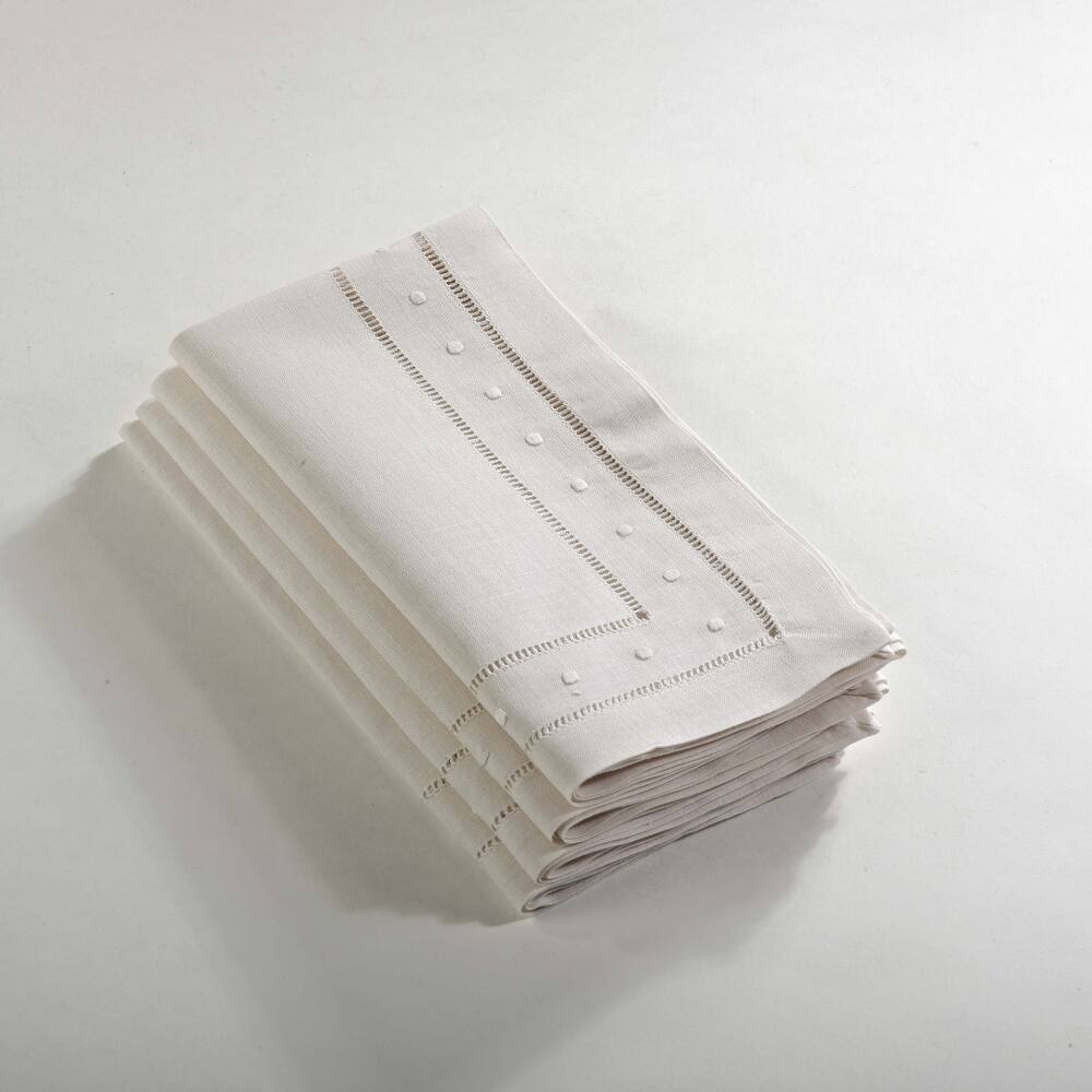 Embroidered Dot and Hemstitched Napkin (Set of 4)