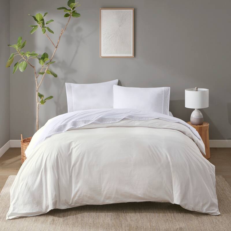 Madison Park Embroidered Microfiber 4 PC Sheet Set - Full - Taupe Geo