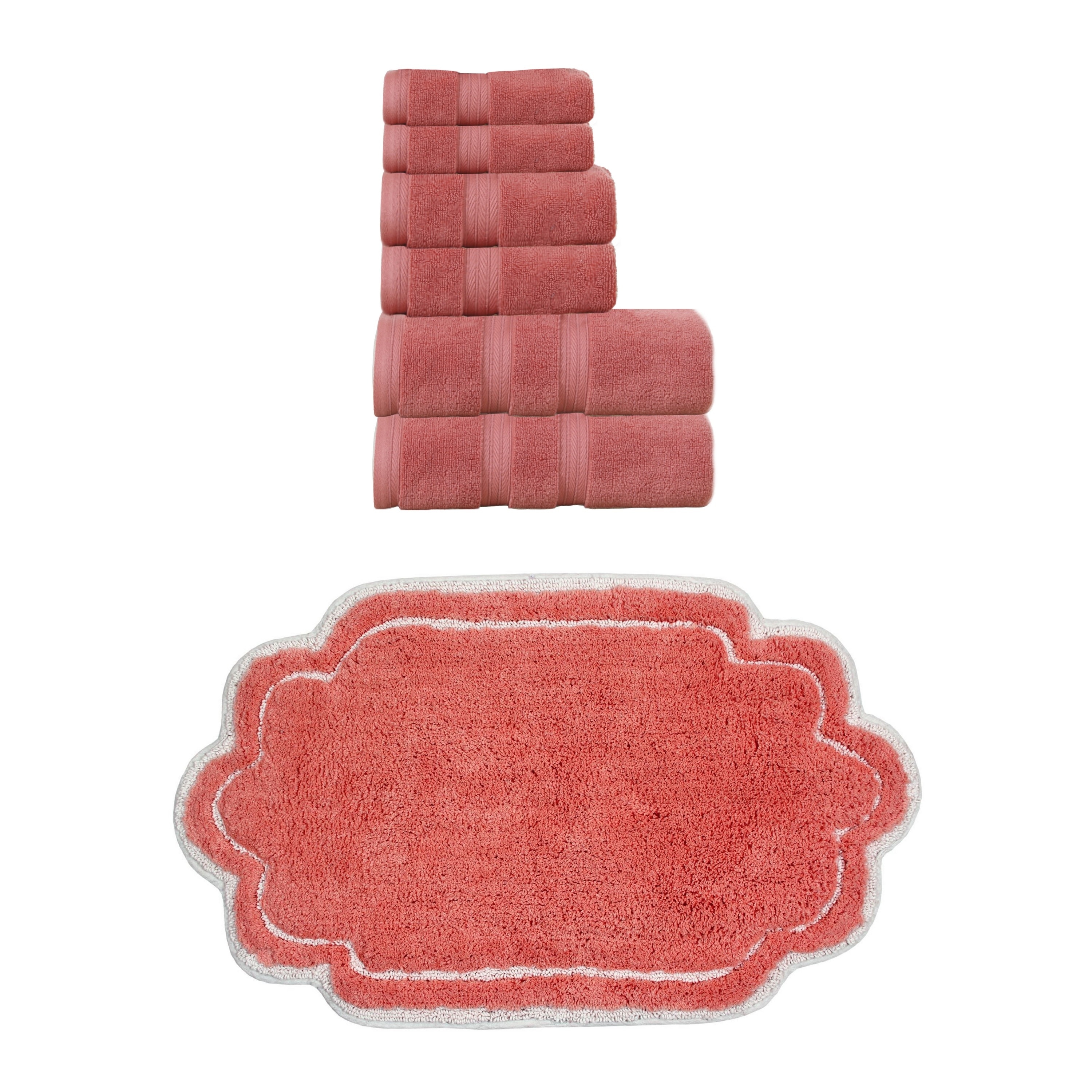 Home Weavers Allure Collection 100% Soft Cotton 6 Pc Towel Set & 1 Pc 21x34" Bath Rug, Machine Washable & Non Slip (Set of 7)