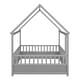 preview thumbnail 32 of 35, Wooden Floor Bed with House Roof Frame and Guardrails